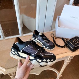 Jimmy Choo Autumn Leather Thick Soles Sneakers For Women Black