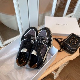 Jimmy Choo Autumn Leather Thick Soles Sneakers For Women Black