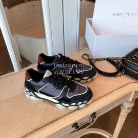 Jimmy Choo Autumn Leather Thick Soles Sneakers For Women Black