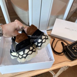 Jimmy Choo Autumn Leather Thick Soles Sneakers For Women Black