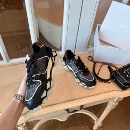 Jimmy Choo Autumn Leather Thick Soles Sneakers For Women Black