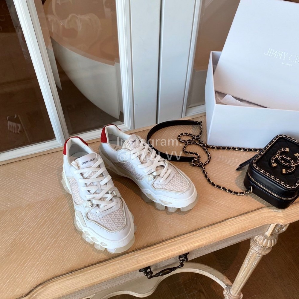 Jimmy Choo Autumn Leather Thick Soles Sneakers For Women White