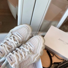 Jimmy Choo Autumn Leather Thick Soles Sneakers For Women White