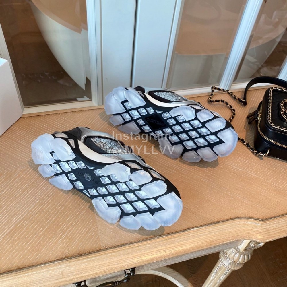 Jimmy Choo Autumn Leather Thick Soles Sneakers For Women Silver