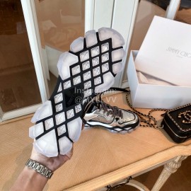 Jimmy Choo Autumn Leather Thick Soles Sneakers For Women Silver