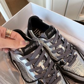 Jimmy Choo Autumn Leather Thick Soles Sneakers For Women Silver