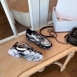 Jimmy Choo Autumn Leather Thick Soles Sneakers For Women Silver