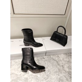 Jimmy Choo Autumn Winter New Embossed Cowhide Boots For Women Black