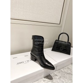 Jimmy Choo Autumn Winter New Embossed Cowhide Boots For Women Black