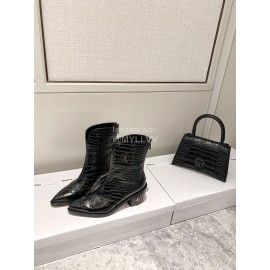 Jimmy Choo Autumn Winter New Embossed Cowhide Boots For Women Black