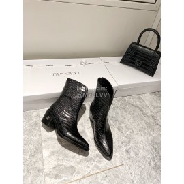 Jimmy Choo Autumn Winter New Embossed Cowhide Boots For Women Black