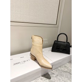 Jimmy Choo Autumn Winter New Embossed Cowhide Boots For Women Apricot