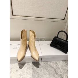 Jimmy Choo Autumn Winter New Embossed Cowhide Boots For Women Apricot