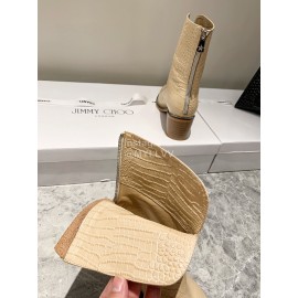 Jimmy Choo Autumn Winter New Embossed Cowhide Boots For Women Apricot