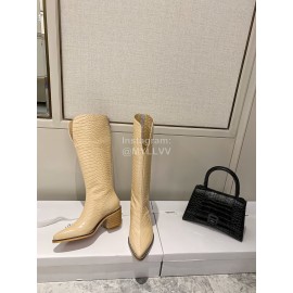 Jimmy Choo Autumn Winter New Apricot Embossed Cowhide Boots For Women 