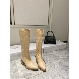 Jimmy Choo Autumn Winter New Apricot Embossed Cowhide Boots For Women 