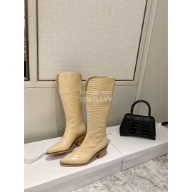 Jimmy Choo Autumn Winter New Apricot Embossed Cowhide Boots For Women 