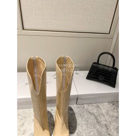 Jimmy Choo Autumn Winter New Apricot Embossed Cowhide Boots For Women 