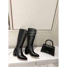 Jimmy Choo Autumn Winter New Black Embossed Cowhide Boots For Women 