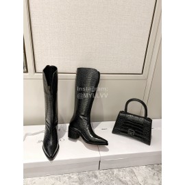 Jimmy Choo Autumn Winter New Black Embossed Cowhide Boots For Women 