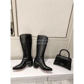 Jimmy Choo Autumn Winter New Black Embossed Cowhide Boots For Women 