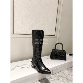 Jimmy Choo Autumn Winter New Black Embossed Cowhide Boots For Women 