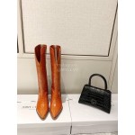 Jimmy Choo Autumn Winter New Orange Embossed Cowhide Boots For Women 