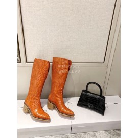 Jimmy Choo Autumn Winter New Orange Embossed Cowhide Boots For Women 
