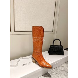 Jimmy Choo Autumn Winter New Orange Embossed Cowhide Boots For Women 