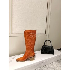 Jimmy Choo Autumn Winter New Orange Embossed Cowhide Boots For Women 