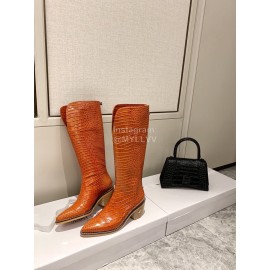 Jimmy Choo Autumn Winter New Orange Embossed Cowhide Boots For Women 