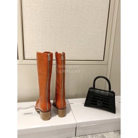 Jimmy Choo Autumn Winter New Orange Embossed Cowhide Boots For Women 