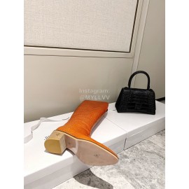 Jimmy Choo Autumn Winter New Orange Embossed Cowhide Boots For Women 