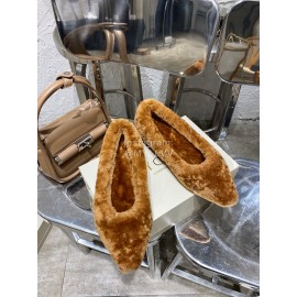Jimmy Choo Autumn Winter Lamb Wool Slippers For Women Brown