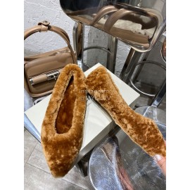 Jimmy Choo Autumn Winter Lamb Wool Slippers For Women Brown