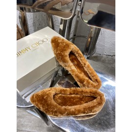 Jimmy Choo Autumn Winter Lamb Wool Slippers For Women Brown