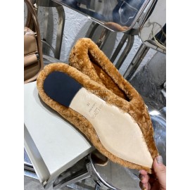 Jimmy Choo Autumn Winter Lamb Wool Slippers For Women Brown