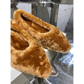 Jimmy Choo Autumn Winter Lamb Wool Slippers For Women Brown