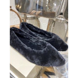 Jimmy Choo Autumn Winter Lamb Wool Slippers For Women Black