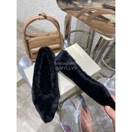 Jimmy Choo Autumn Winter Lamb Wool Slippers For Women Black