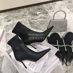 Jimmy Choo Elastic Cloth Pointed High Heel Boots For Women Black