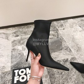 Jimmy Choo Elastic Cloth Pointed High Heel Boots For Women Black