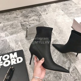 Jimmy Choo Elastic Cloth Pointed High Heel Boots For Women Black