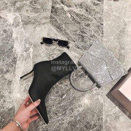 Jimmy Choo Elastic Cloth Pointed High Heel Boots For Women Black