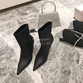 Jimmy Choo Elastic Cloth Pointed High Heel Boots For Women Black