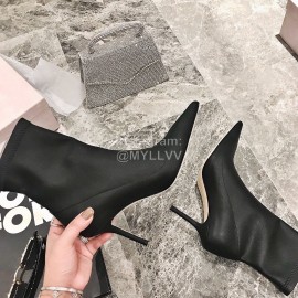 Jimmy Choo Elastic Cloth Pointed High Heel Boots For Women Black
