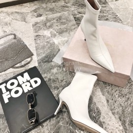 Jimmy Choo Elastic Cloth Pointed High Heel Boots For Women White