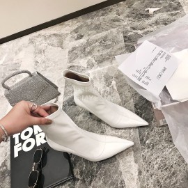 Jimmy Choo Elastic Cloth Pointed High Heel Boots For Women White