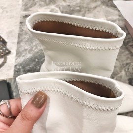 Jimmy Choo Elastic Cloth Pointed High Heel Boots For Women White