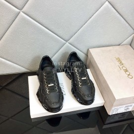 Jimmy Choo Bright Calf Thick Soles Sneakers For Women Black